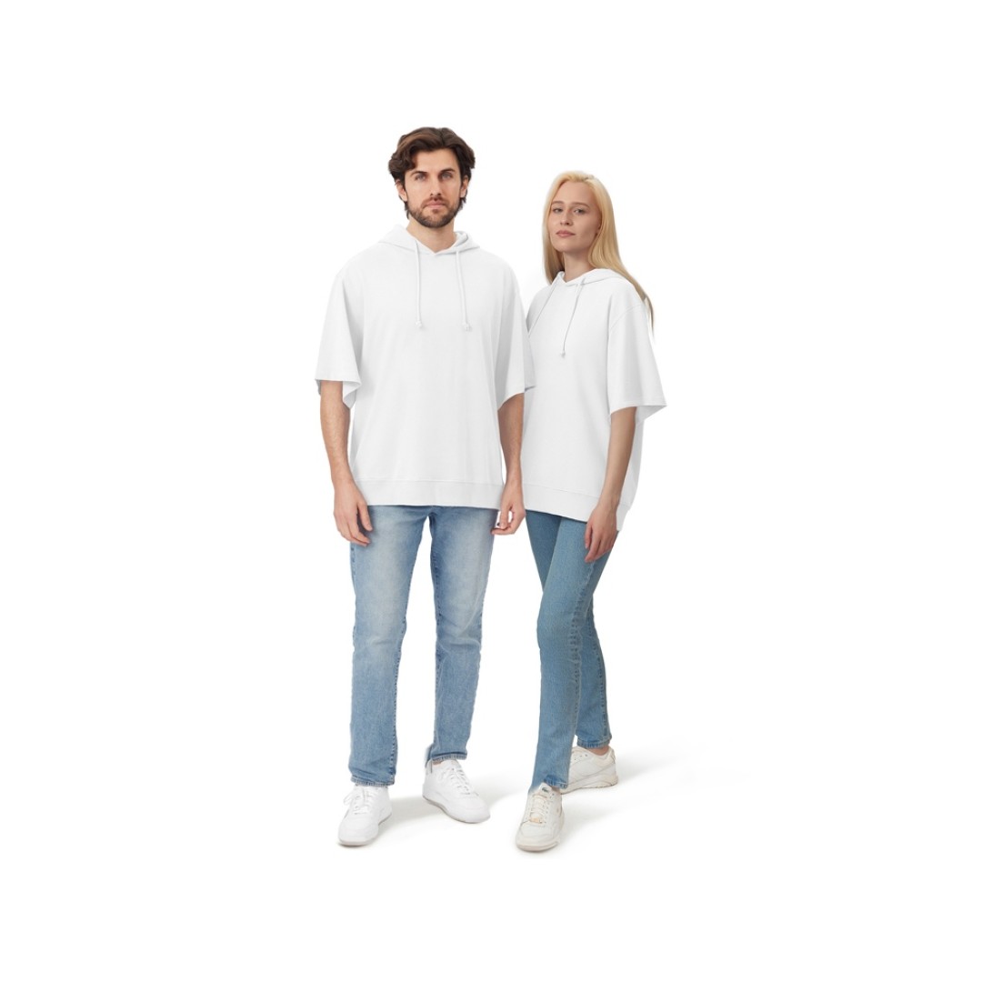 Худи оверсайз с коротким рукавом «Warsaw» унисекс, белый