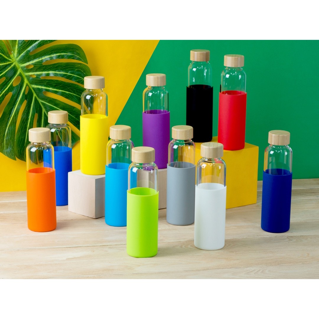 Бутылка для воды стеклянная "Refine", в чехле, 550 мл, черный