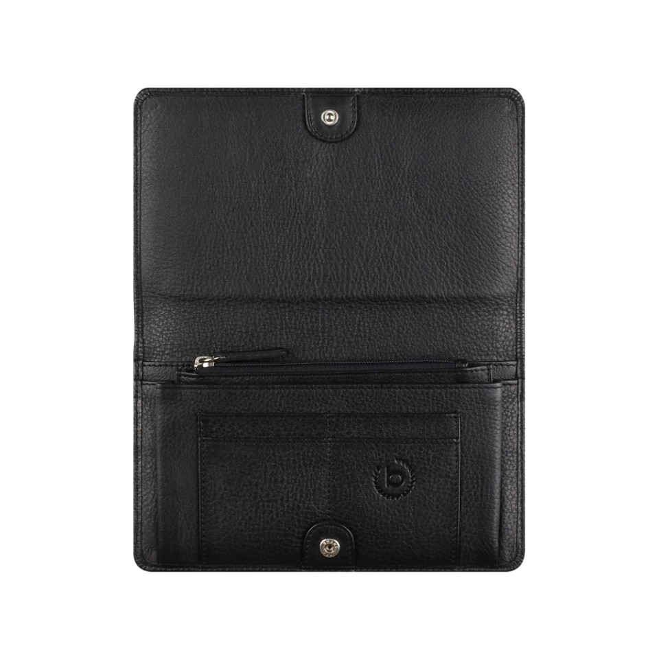 Кошелёк женский BUGATTI Lady Top, чёрный, натуральная воловья кожа, 19,5х2х11,2 см