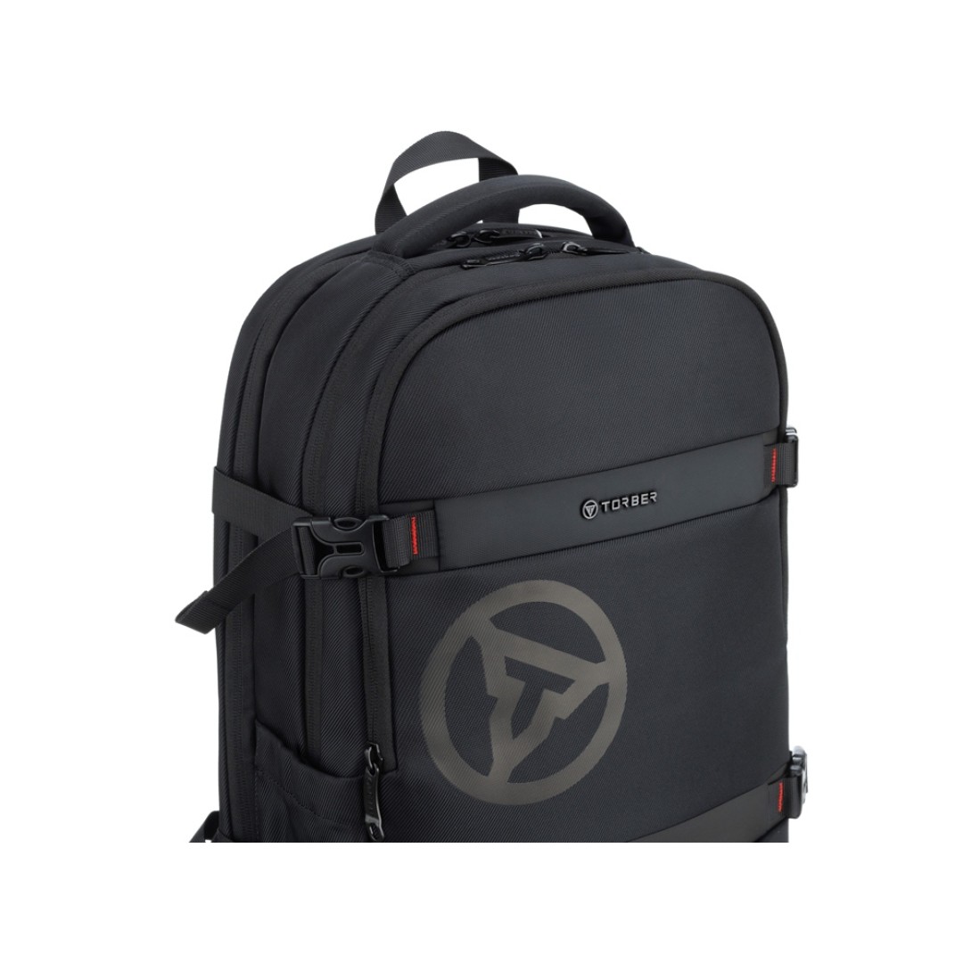 Рюкзак TORBER VOYAGE с отделением для ноутбука 18'', черный, полиэстер 900D, 34х16х47 см, 20 л