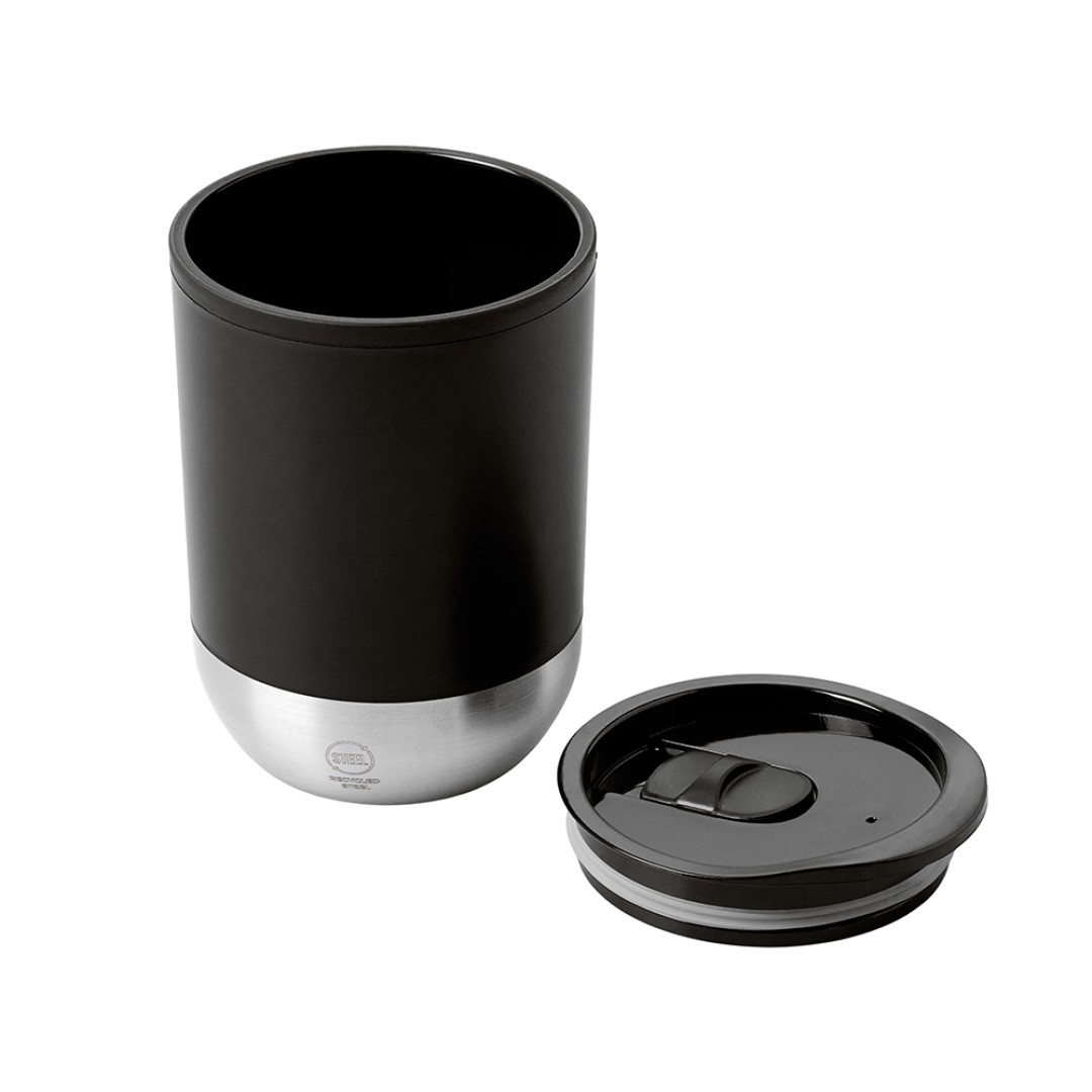 Термокружка LINDE с двойными стенками из переработанного полипропилена, черный