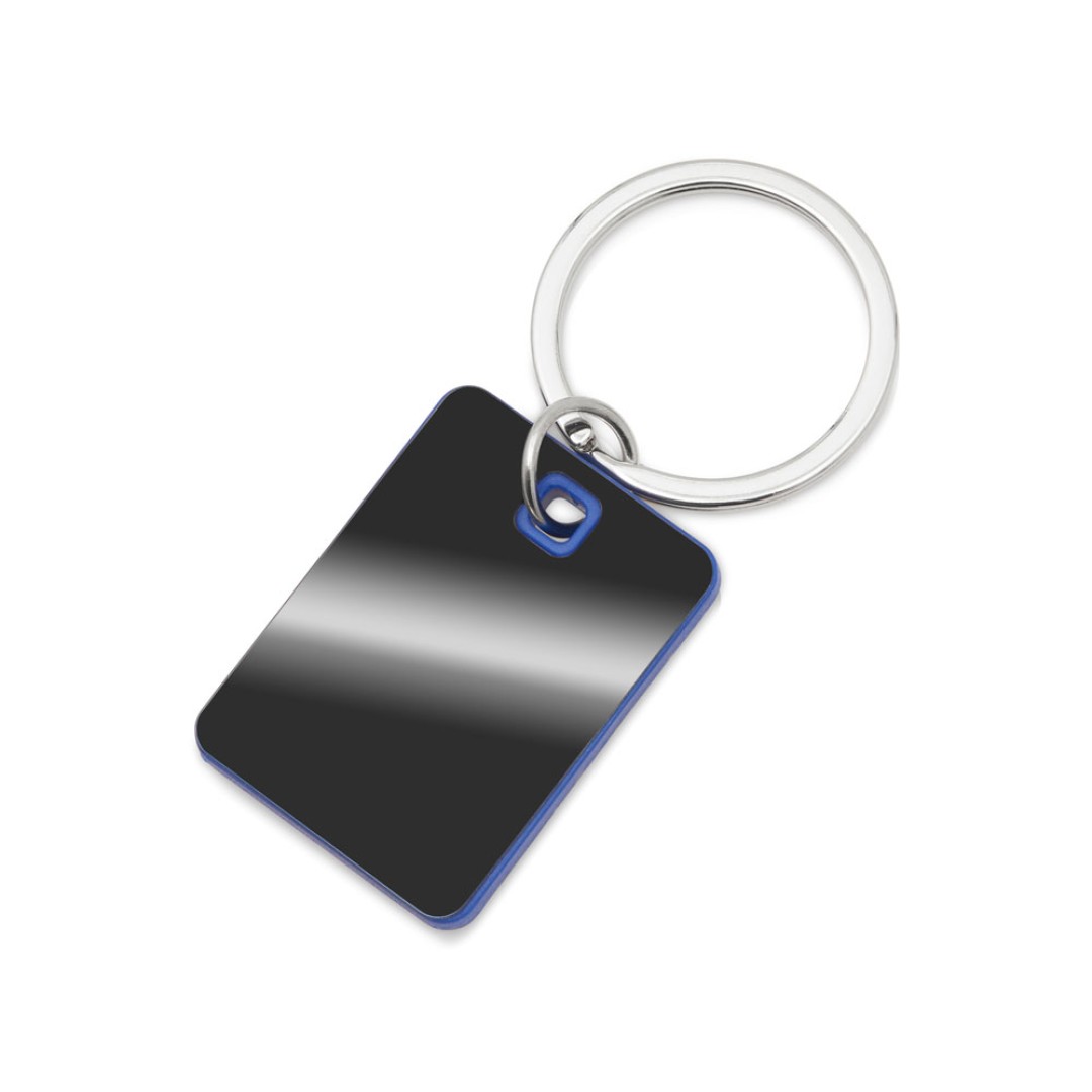 Металлический брелок с пластиковой цветной вставкой "SteelPop Rct", серебристый с синим
