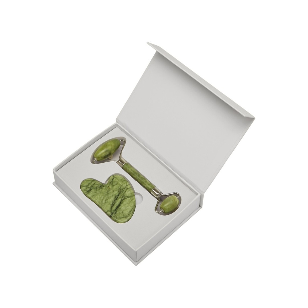 Сет роллер и гуаша "Rituals" из нефрита, зеленый