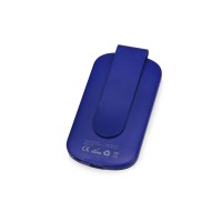 Портативное зарядное устройство "Pin" на 4000 mAh с большой площадью нанесения и клипом для крепления к одежде или сумке, синий
