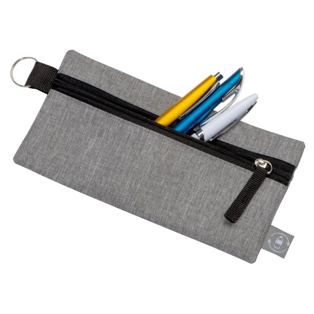 Универсальный пенал из переработанного полиэстера RPET "Holder", серый/черный