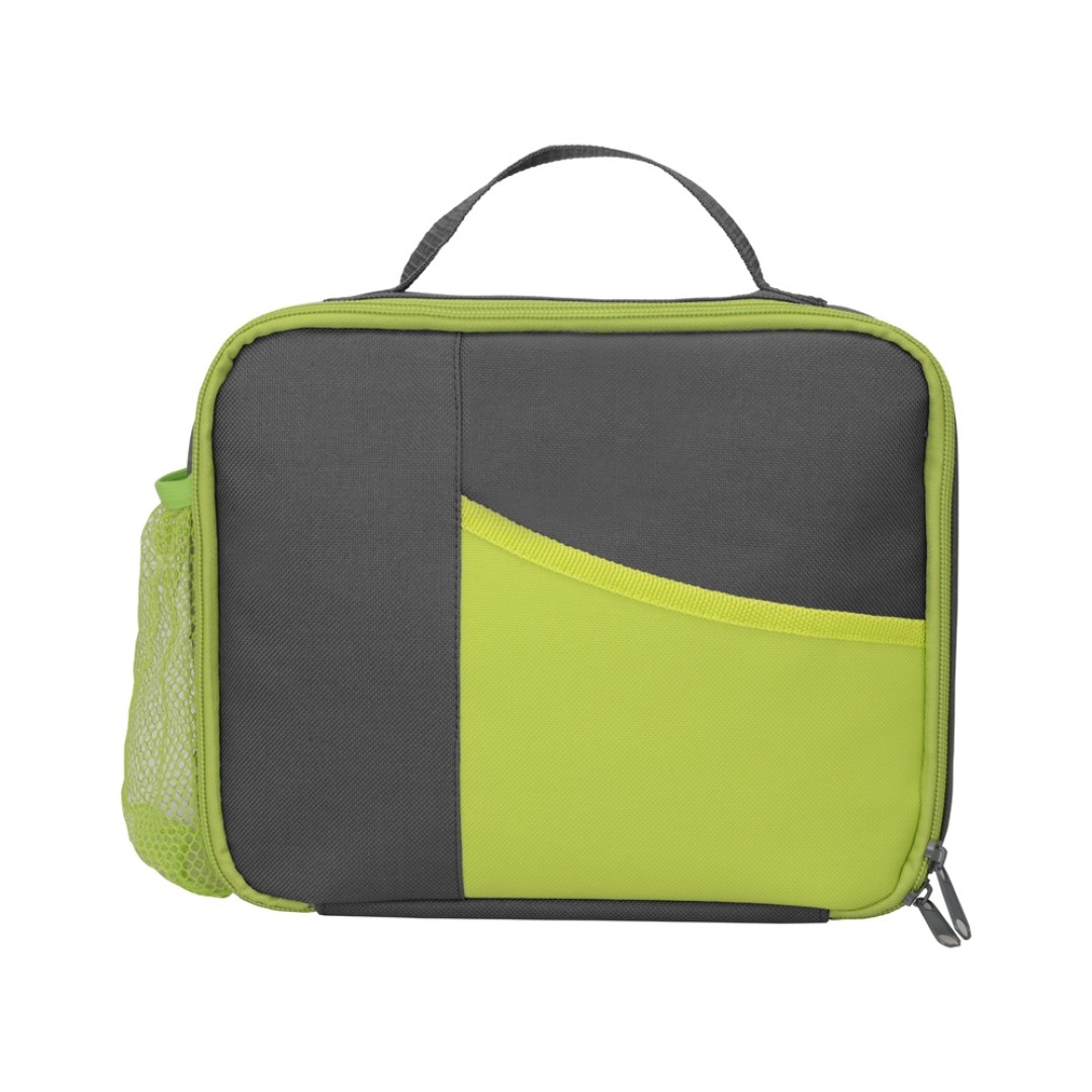 Изотермическая сумка-холодильник "Breeze" для ланч-бокса, серый/зел яблоко