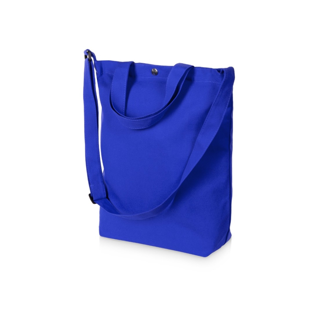 Сумка Helfer из хлопка на кнопке с регулирующейся лямкой, синий