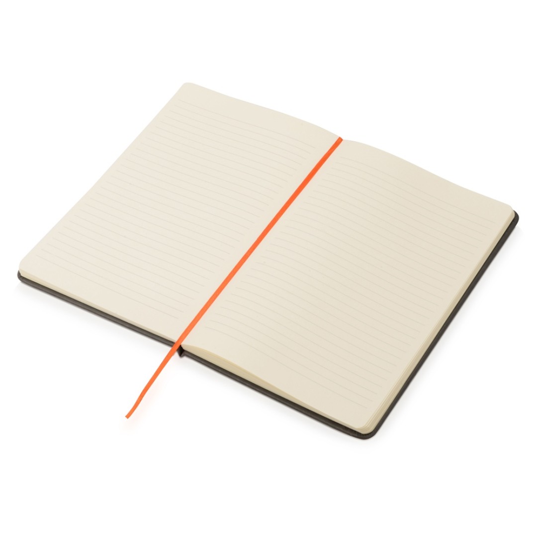 Блокнот «Color» линованный А5 в твердой обложке с резинкой, серый/оранжевый
