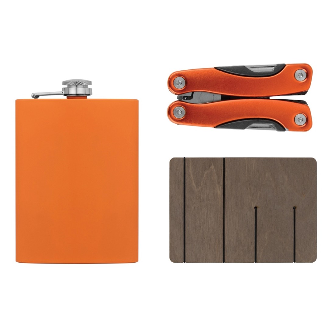 Набор с мультитулом и фляжкой "Путешественник 2.0.", оранжевый
