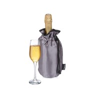 Охладитель для бутылки шампанского "Cold bubbles" из ПВХ в виде мешочка, серебристый