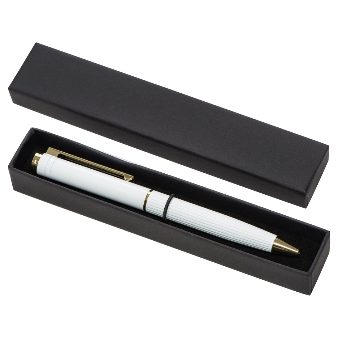 Шариковая металлическая ручка с золотистым слоем "Monarch Gold", белая