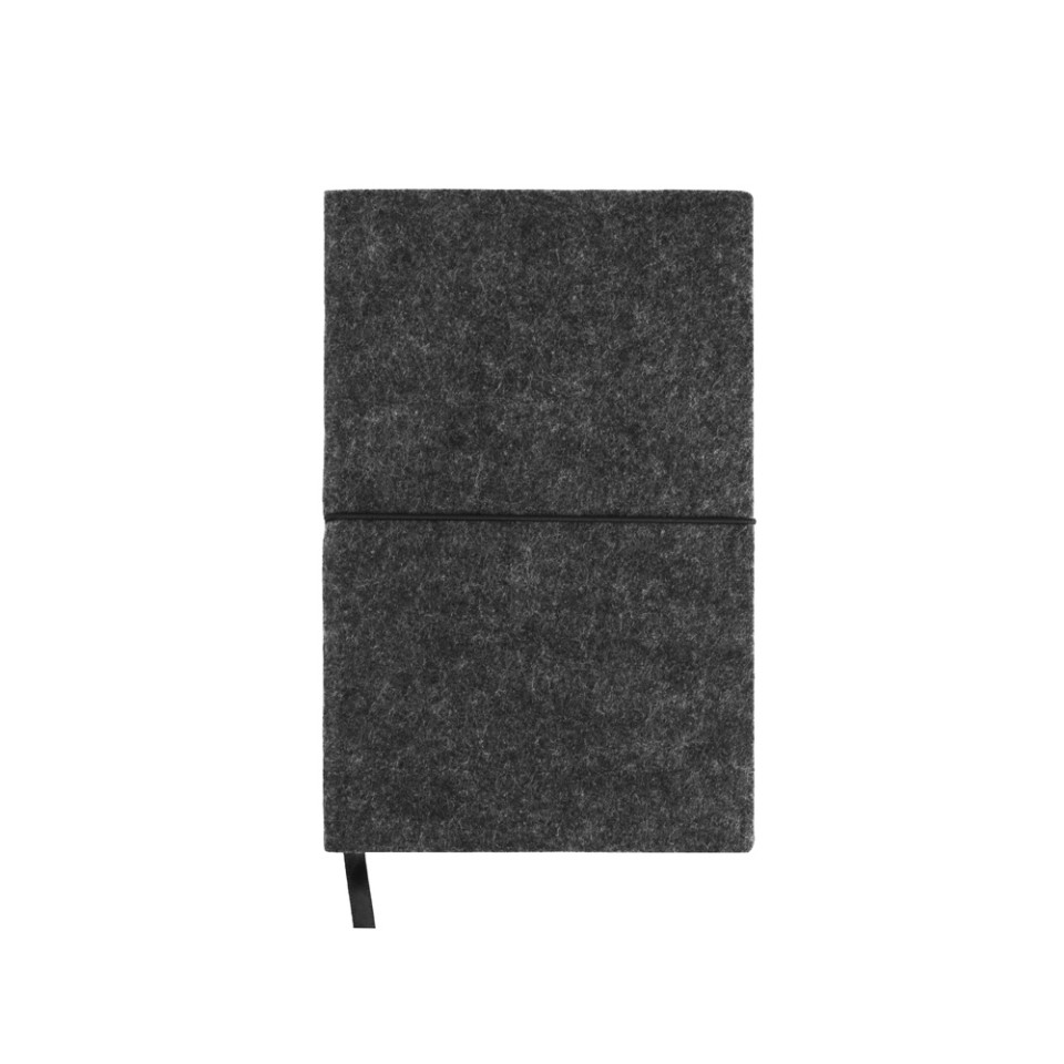 Блокнот из RPET-фетра А5 "Felt", гибкая обложка, 80 листов 70 гр/м2 белой бумаги, темно-серый