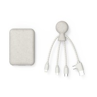 Портативное зарядное устройство "BioPack" c кабелем "Mr. Bio", 5000 mAh, белый