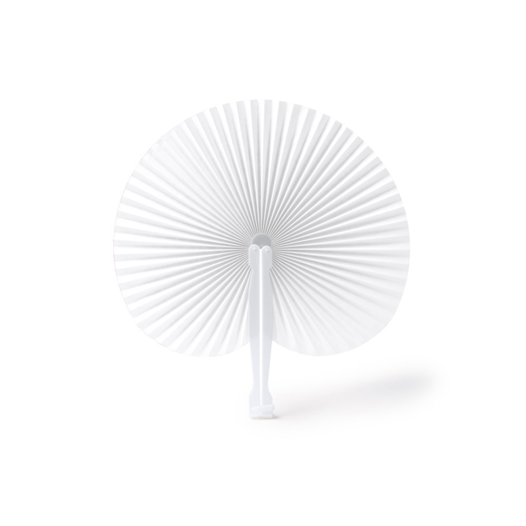 Складной круглый веер-пайпай с пластиковыми стержнями, белый