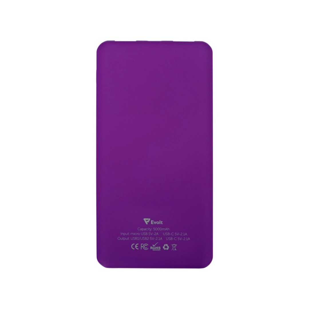 Портативное зарядное устройство «Reserve» с USB Type-C, 5000 mAh, фиолетовый