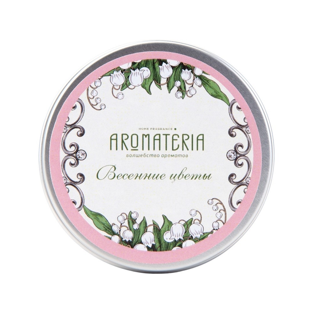 Набор: платок «Ландыши» и свеча «Весенние цветы»