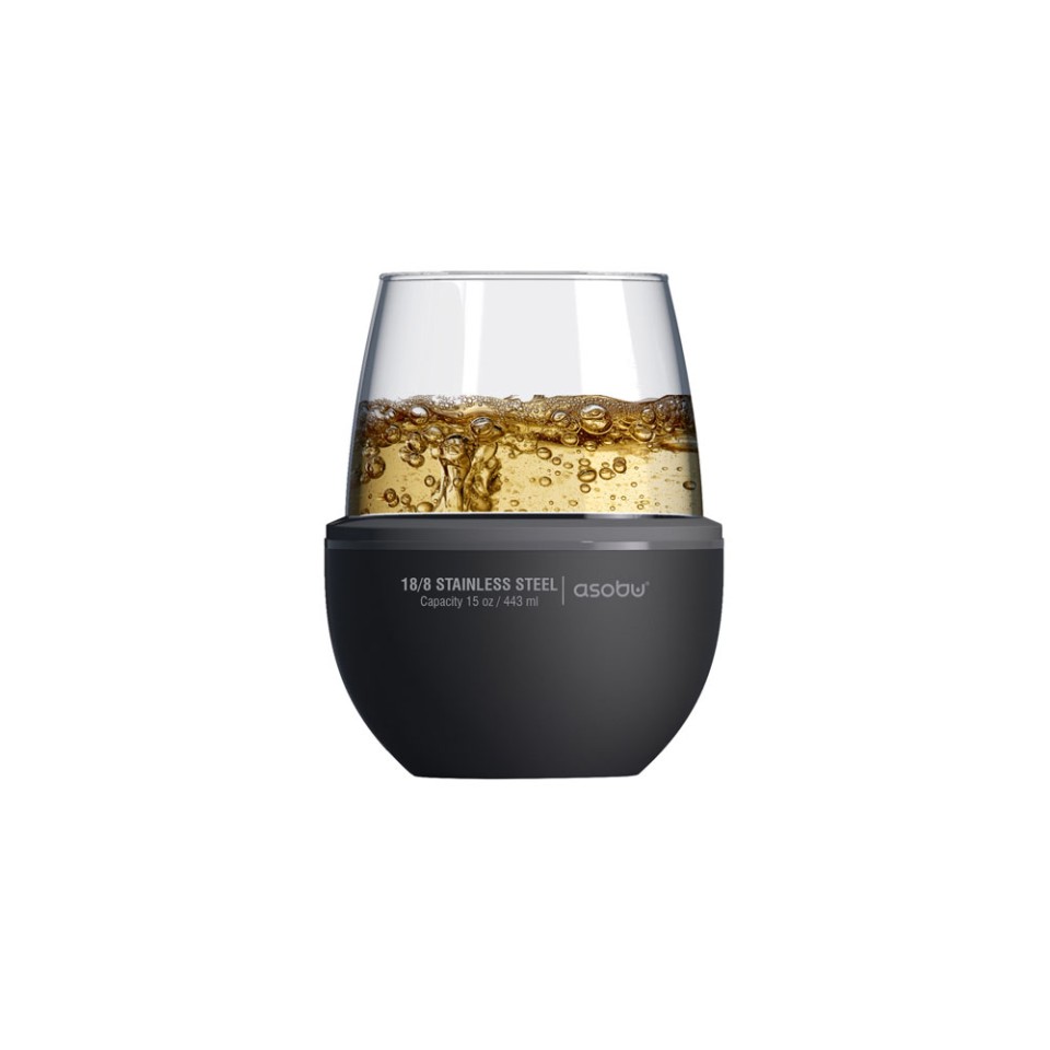 Тумблер для вина WINE KUZIE, черный