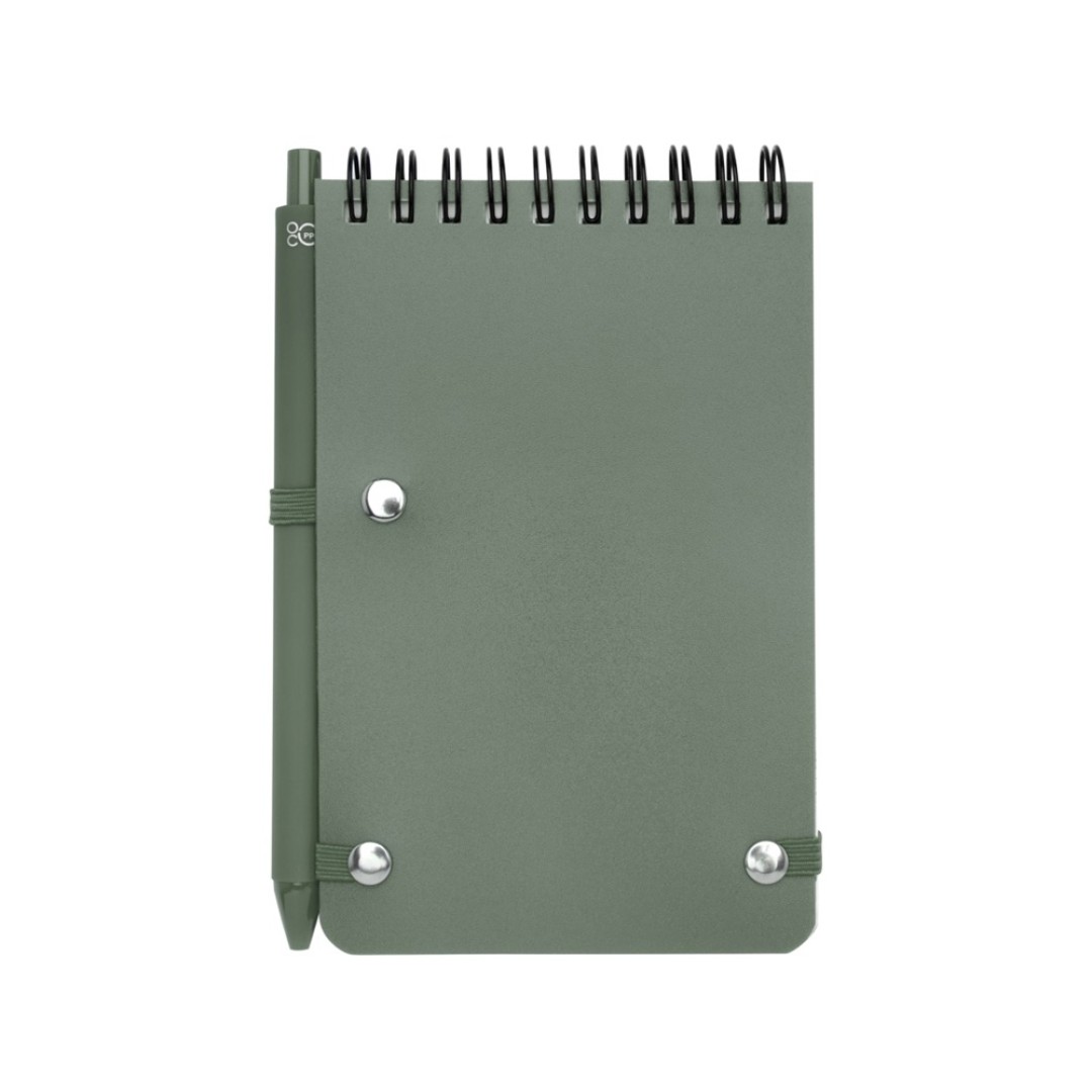 Блокнот Thalaasa формата А6 в твердой обложке из океанического пластика с шариковой ручкой - Зеленый яркий