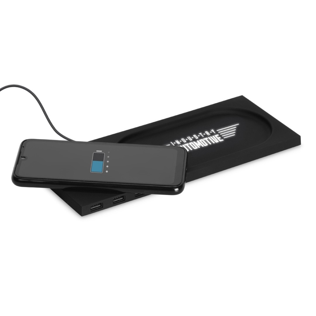 Беспроводное настольное зарядное устройство "Glide" с подсветкой, софт тач