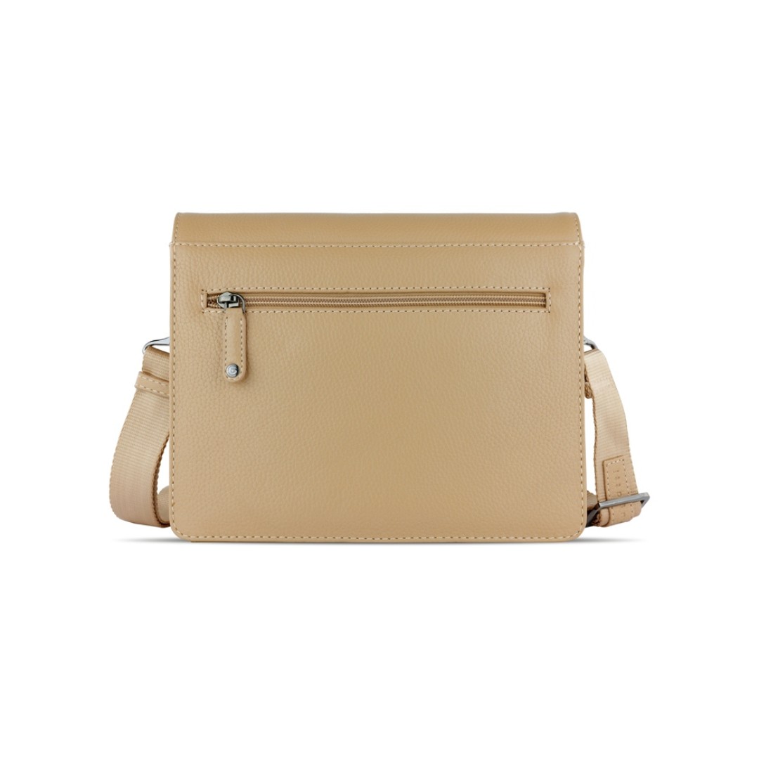 Сумка через плечо женская BUGATTI Elsa, песочного цвета, воловья кожа/полиэстер, 25х8,5х20 см