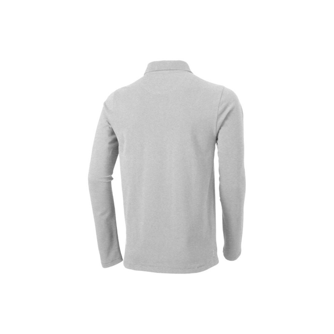 Рубашка поло "Oakville" мужская с длинным рукавом, серый меланж