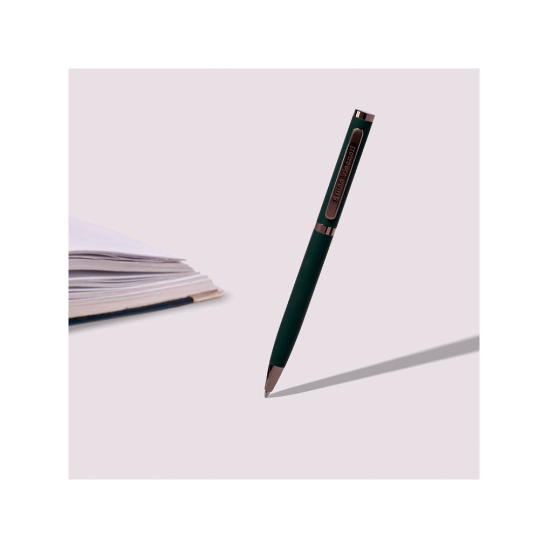 Ручка "Firenze" шариковая автоматическая софт-тач, зеленая