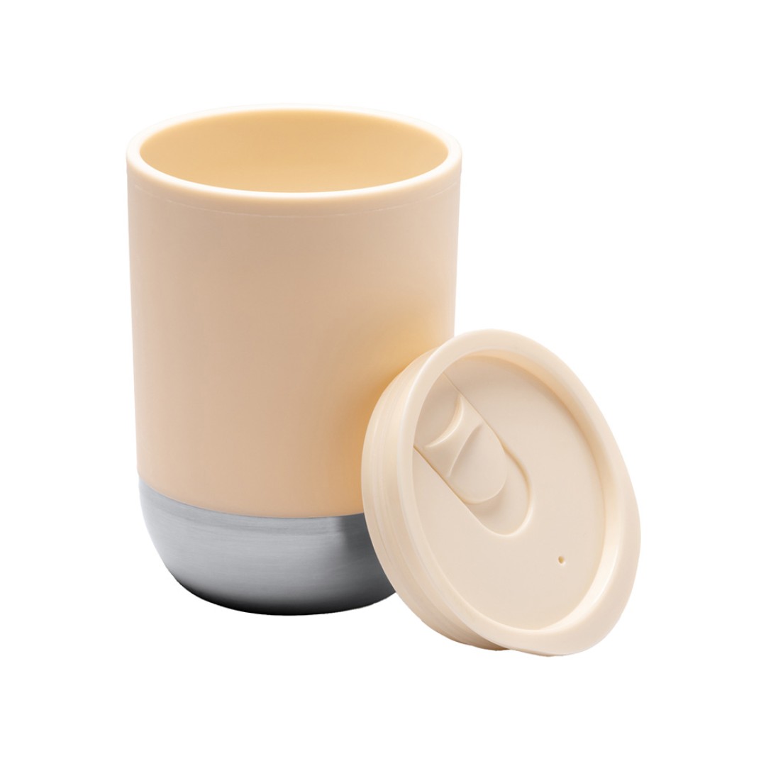 Термокружка LINDE с двойными стенками из переработанного полипропилена, бежевый