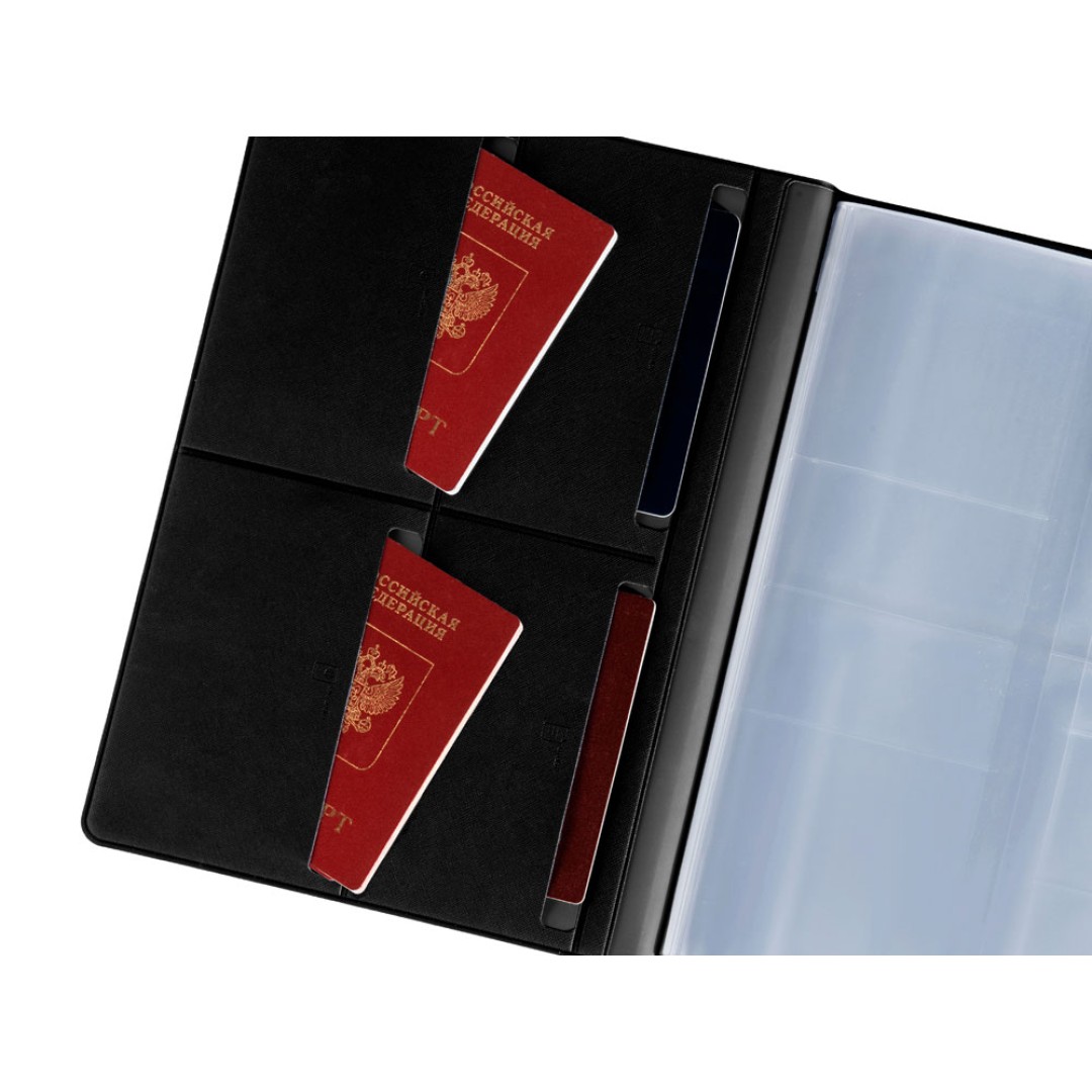 Органайзер Favor 2.0 для семейных документов на 4 комплекта документов, формат А4, черный