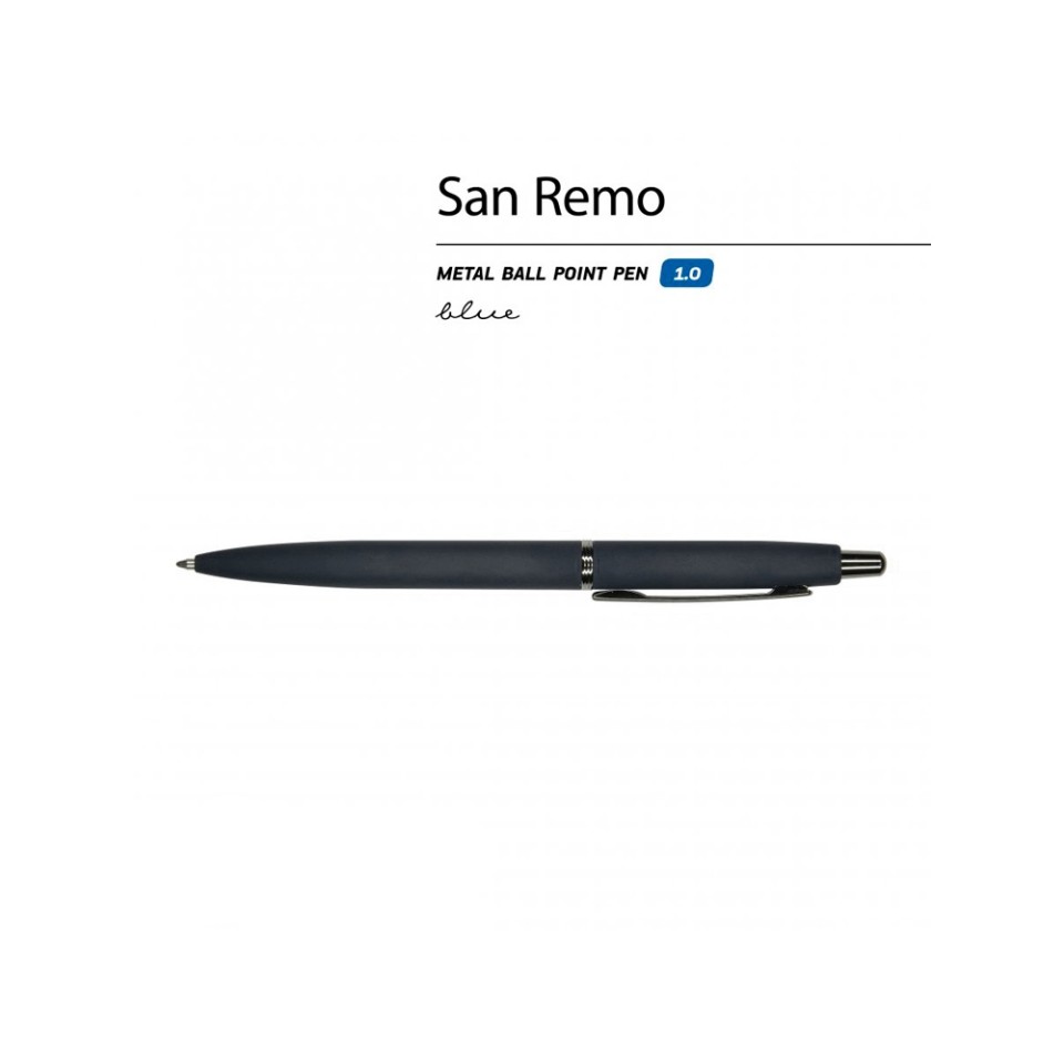Ручка "SAN REMO" шариковая, автоматическая, темно-синий металлический корпус 1.00 мм, синяя