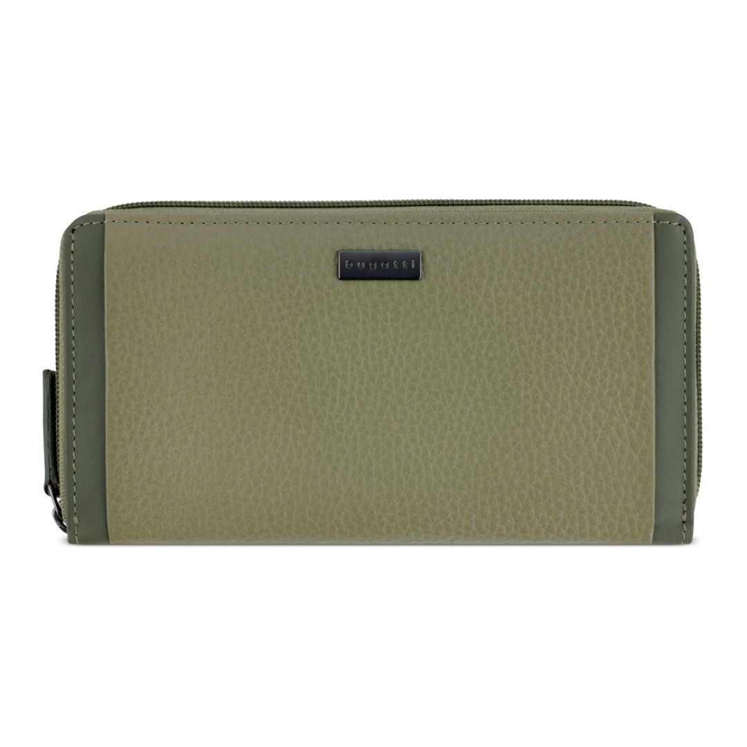 Кошелёк женский BUGATTI Sina, зеленый, воловья кожа/полиэстер, 19х3х11 см