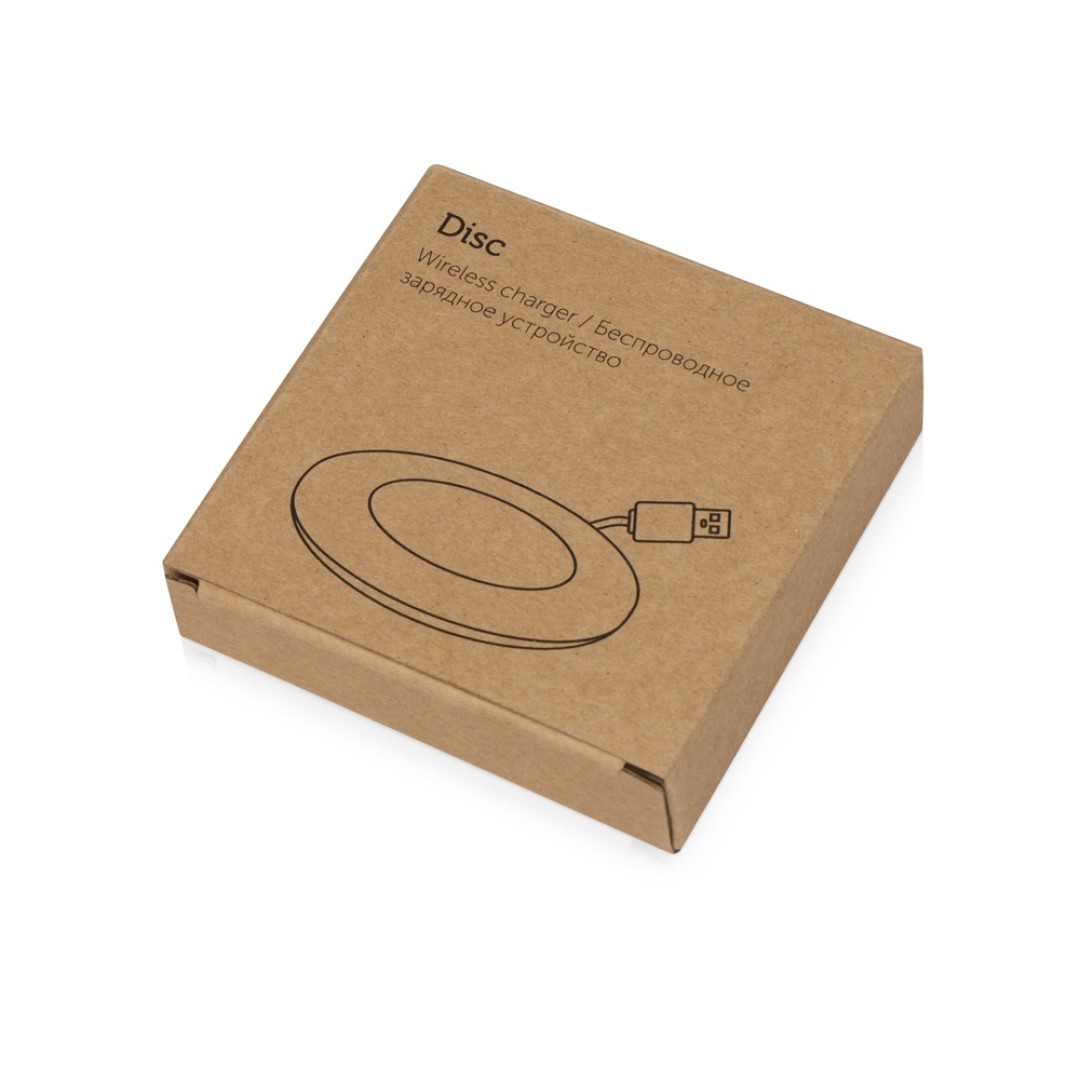 Беспроводное зарядное устройство со встроенным кабелем 2-в-1 "Disc", белый