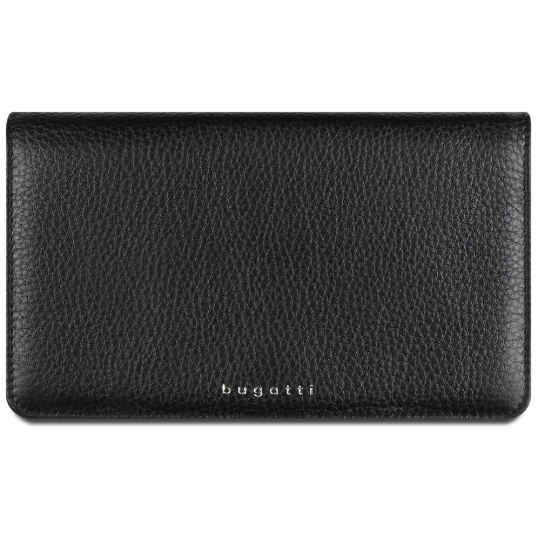 Кошелёк женский BUGATTI Lady Top, чёрный, натуральная воловья кожа, 19,5х2х11,2 см