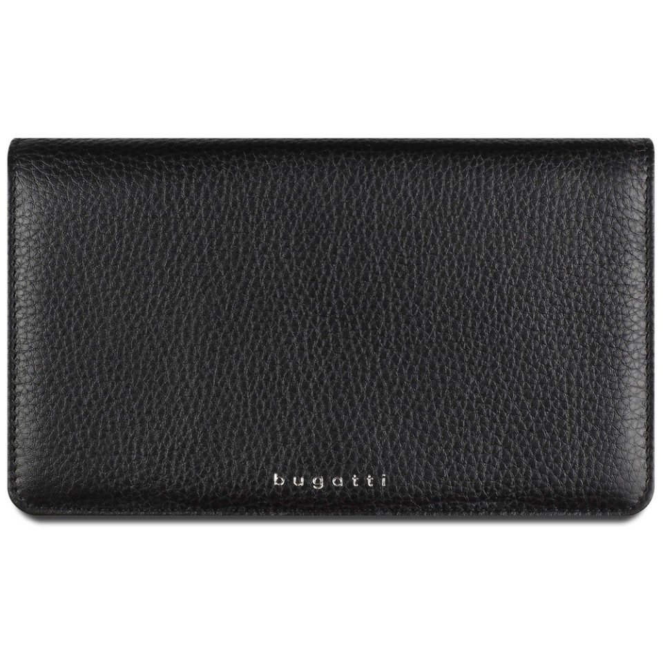 Кошелёк женский BUGATTI Lady Top, чёрный, натуральная воловья кожа, 19,5х2х11,2 см