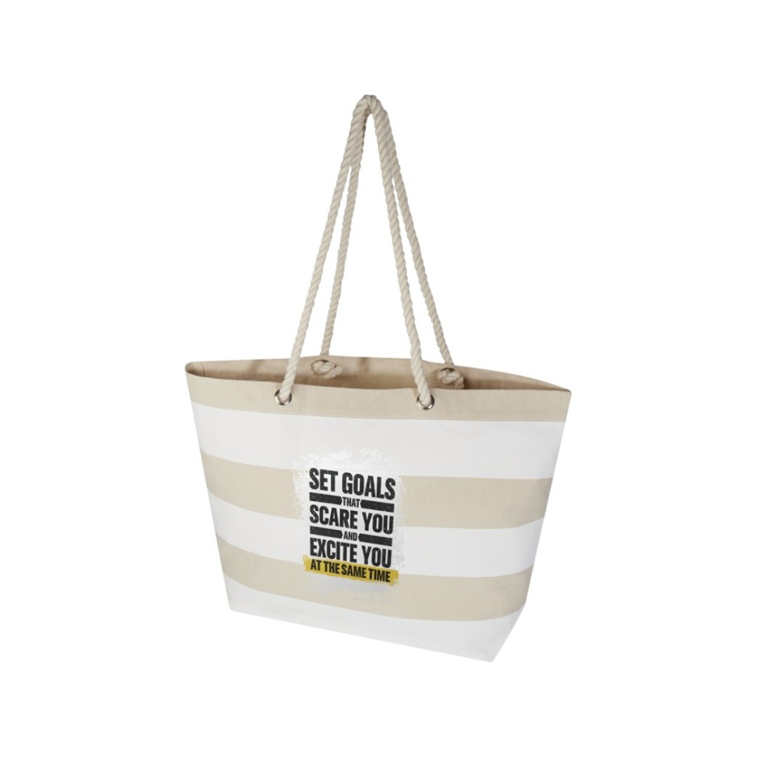 Florida пляжная эко-сумка из переработанного материала, сертифицированного по стандарту GRS, плотностью 270 г/м2 18L - Натуральный / Белый