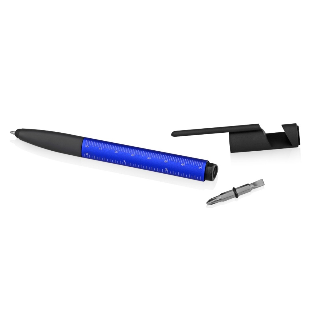 Ручка-стилус металлическая шариковая многофункциональная (6 функций) «Multy», синий