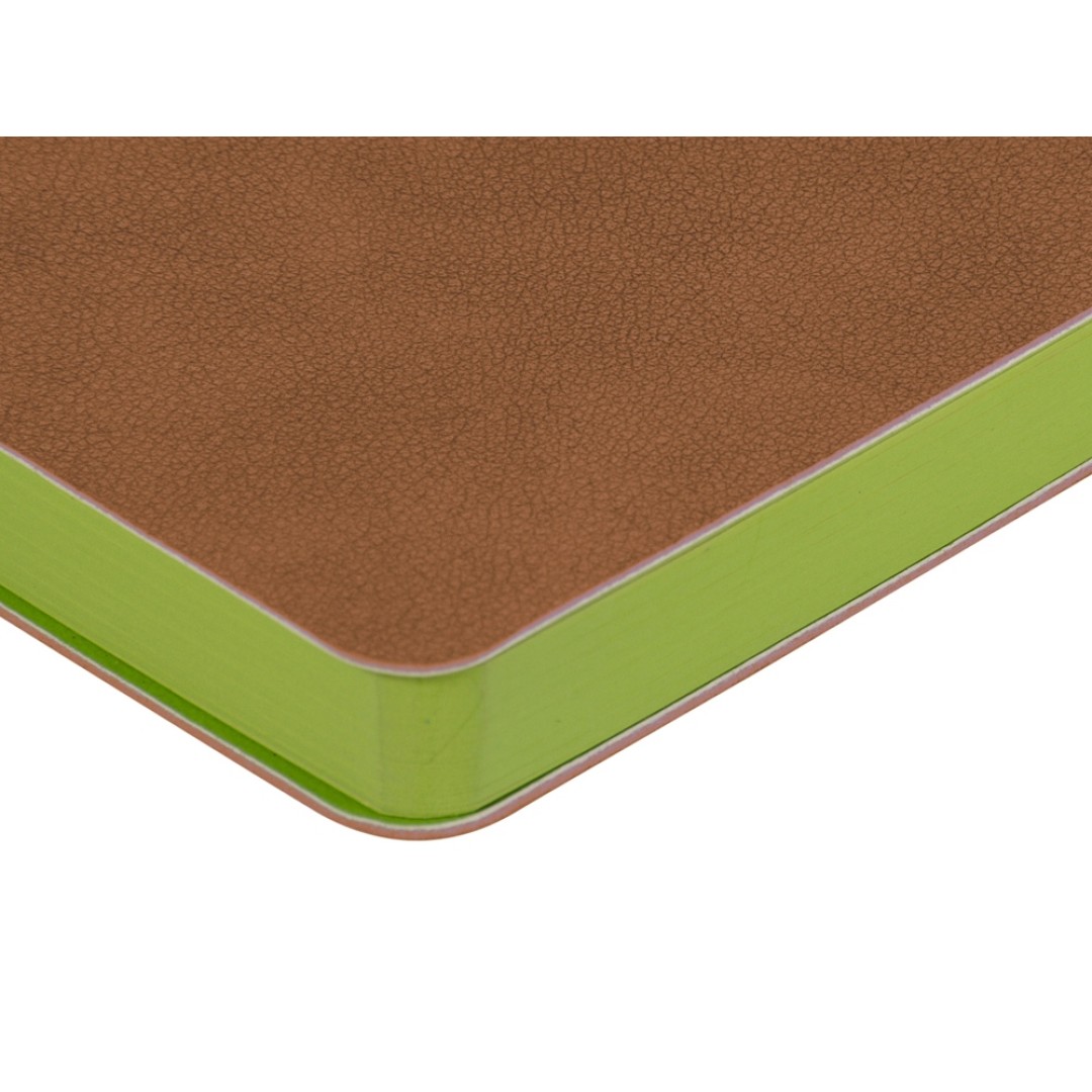 Ежедневник А5 датированный "Boston" 2026, коричневый с салатовым обрезом