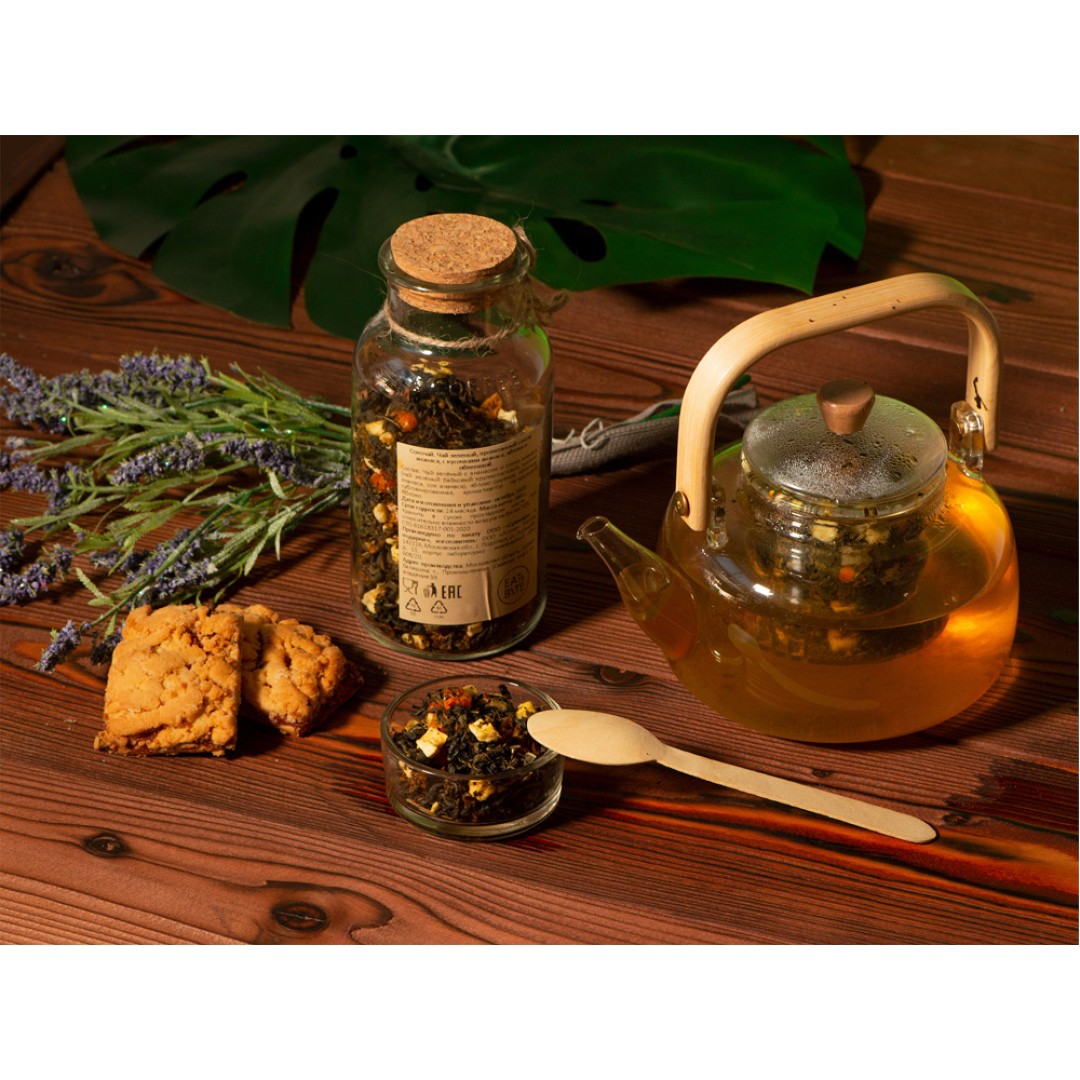 Чай зеленый, с соком ананаса и кусочками яблока/облепихи, 140г (Р)