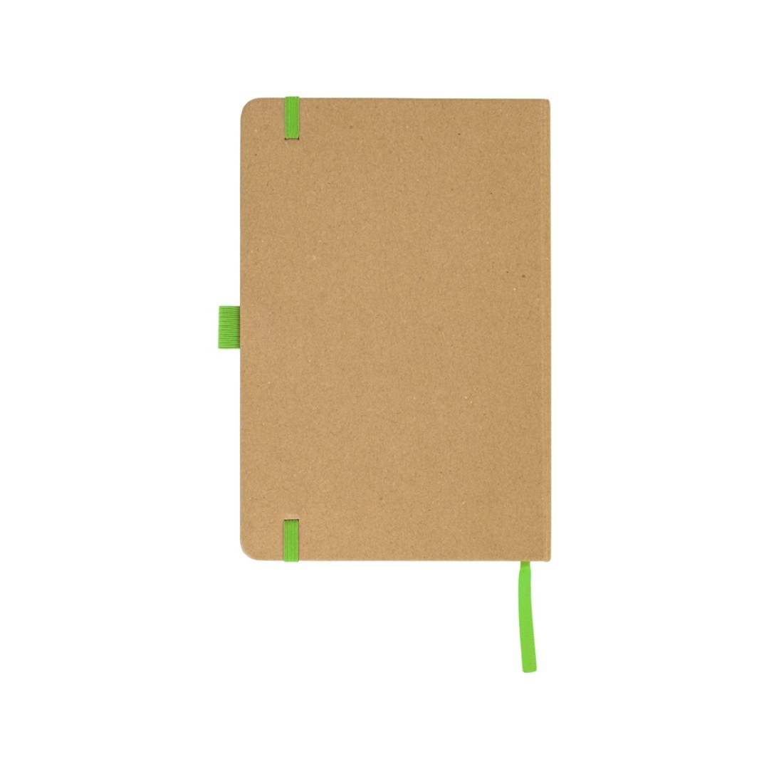 Блокнот A5 "Sevilia Color", твердая обложка из крафта, 80 листов, цветной срез и форзац, натуральный/зеленое яблоко