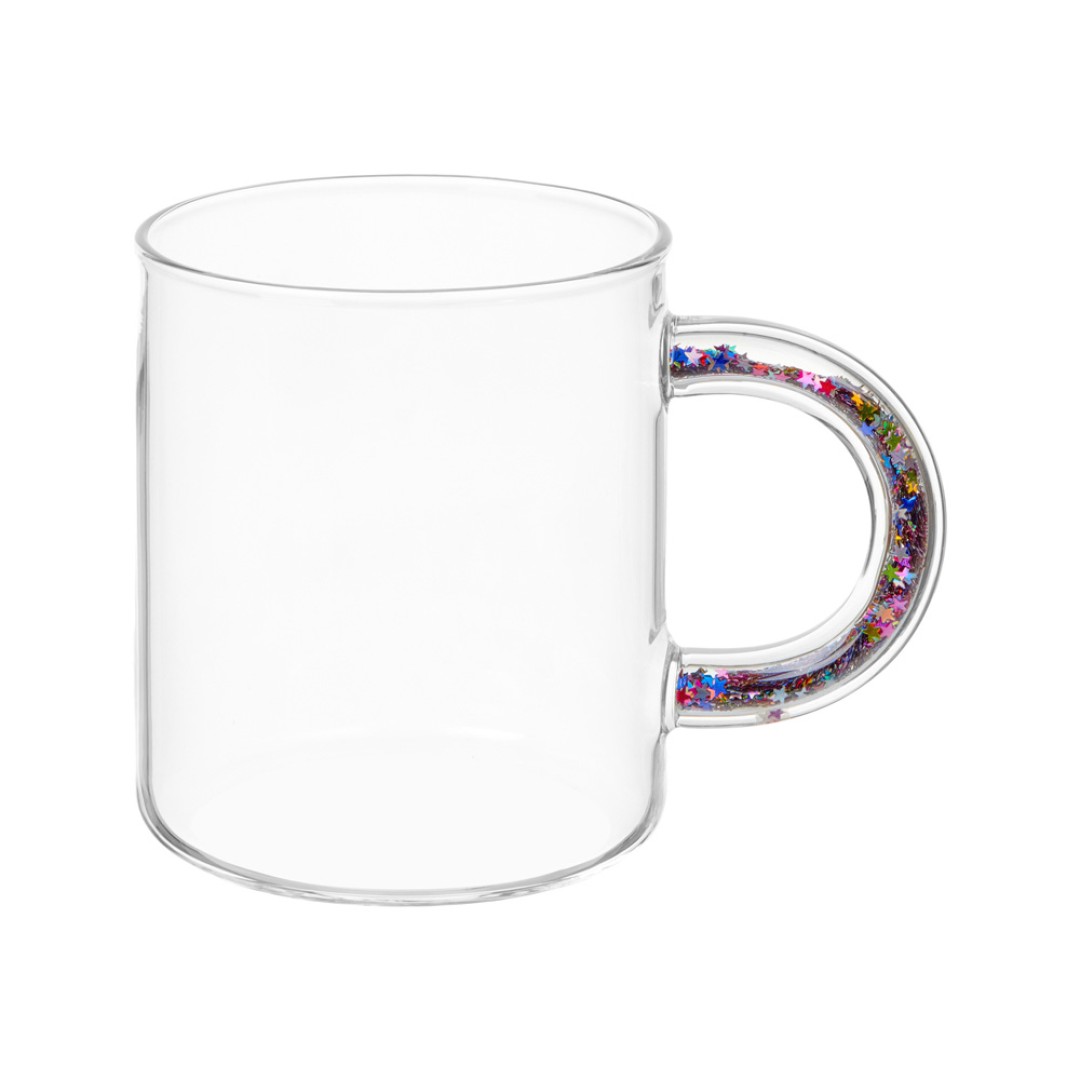 Стеклянная кружка с блестками в ручке "Feria"