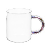 Стеклянная кружка с блестками в ручке "Feria"