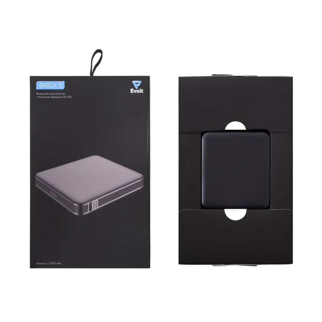 Внешний аккумулятор «Brick 5» с быстрой зарядкой PD, 5000 мАч, черный