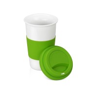 Кружка с силиконовой крышкой и манжетой «Нью-Йорк» 300мл, зеленый