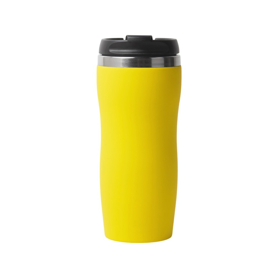 Термокружка "Double wall mug C1", soft touch, 350 мл, желтый