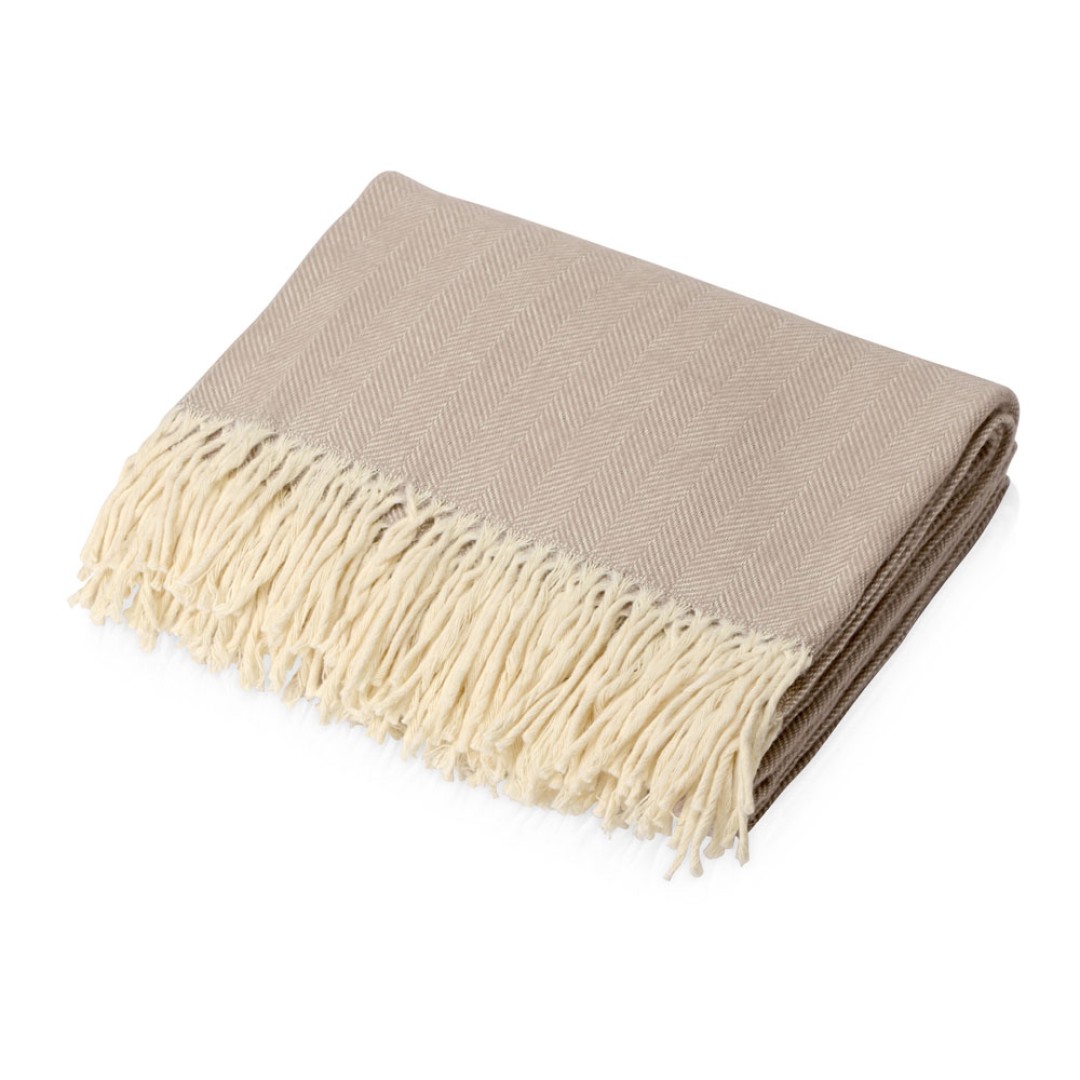 Плед "Ёлочка" 150х180 см. ПРЕМИУМ (бежевый однотонное)