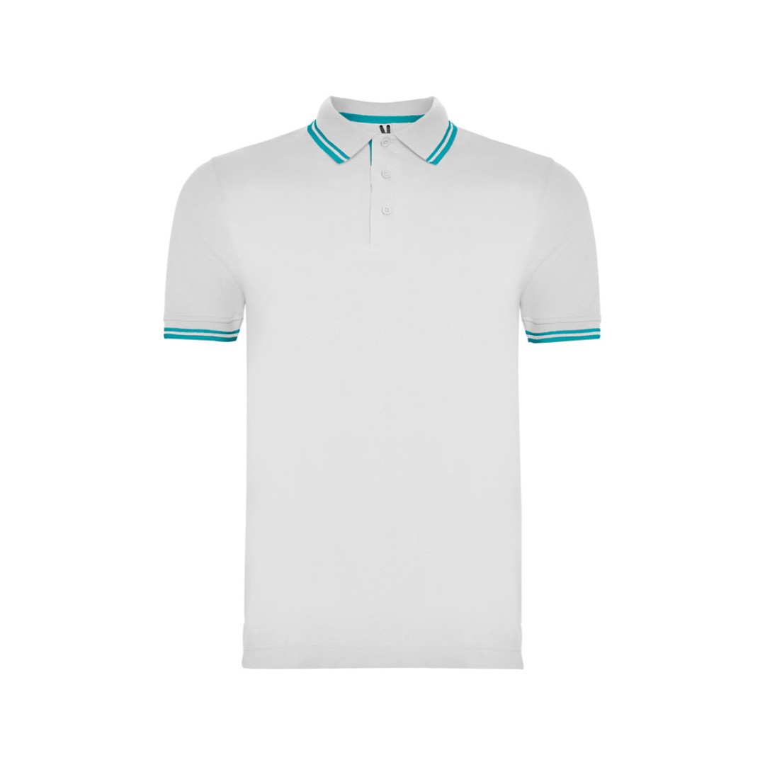 Рубашка поло "Montreal" мужская, белый/бирюзовый