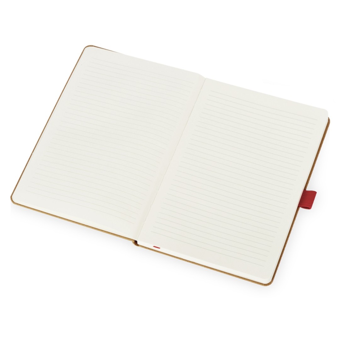 Блокнот "Sevilia Hard", твердая обложка из крафта A5, 80 листов, крафтовый/красный