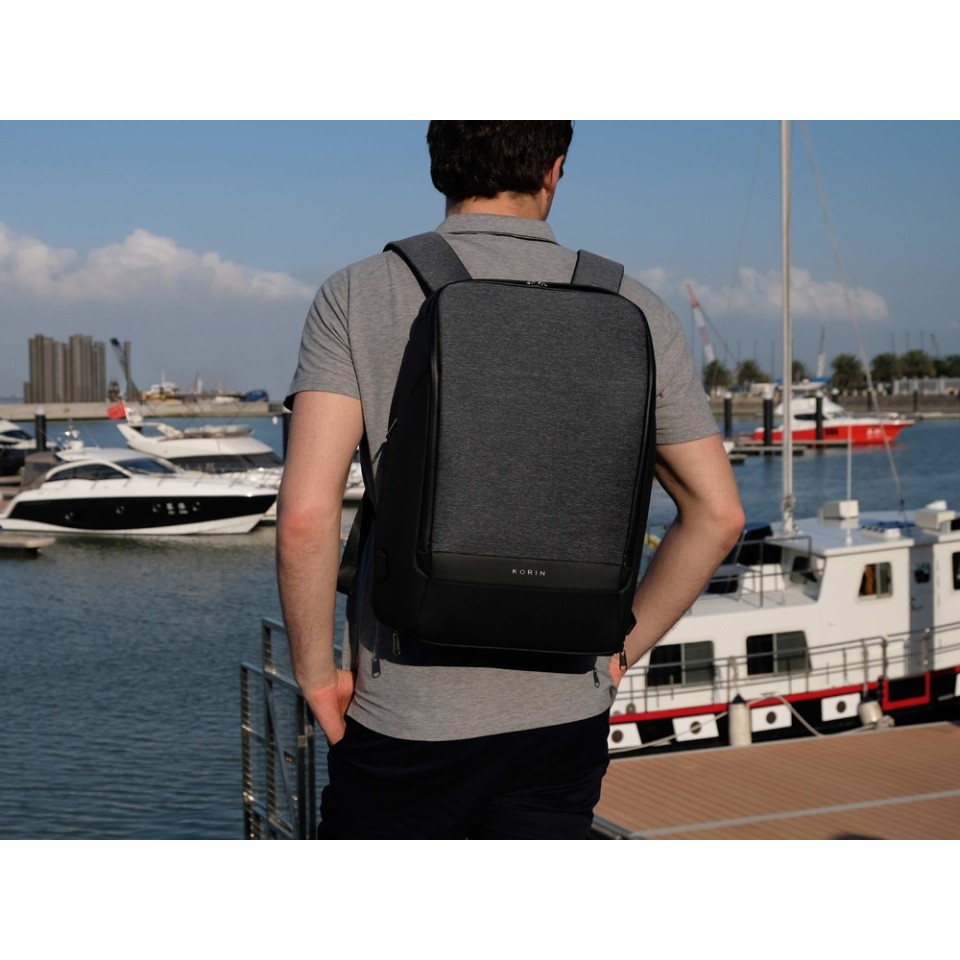 Антикражный рюкзак FlexPackPro для ноутбука 15.6", серый/черный