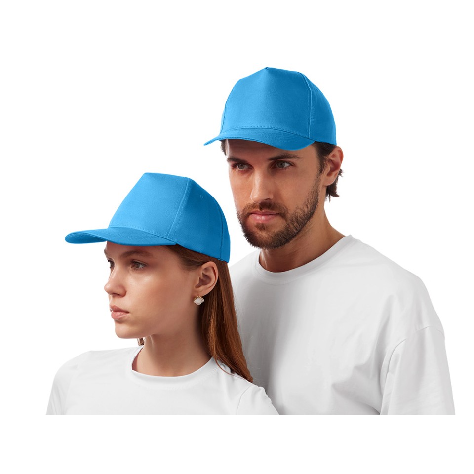 Бейсболка "Poly" 5-ти панельная 120 гр, голубой