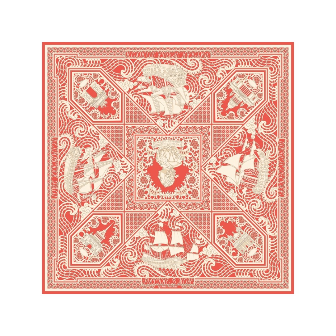 Платок "Русская резьба по кости"