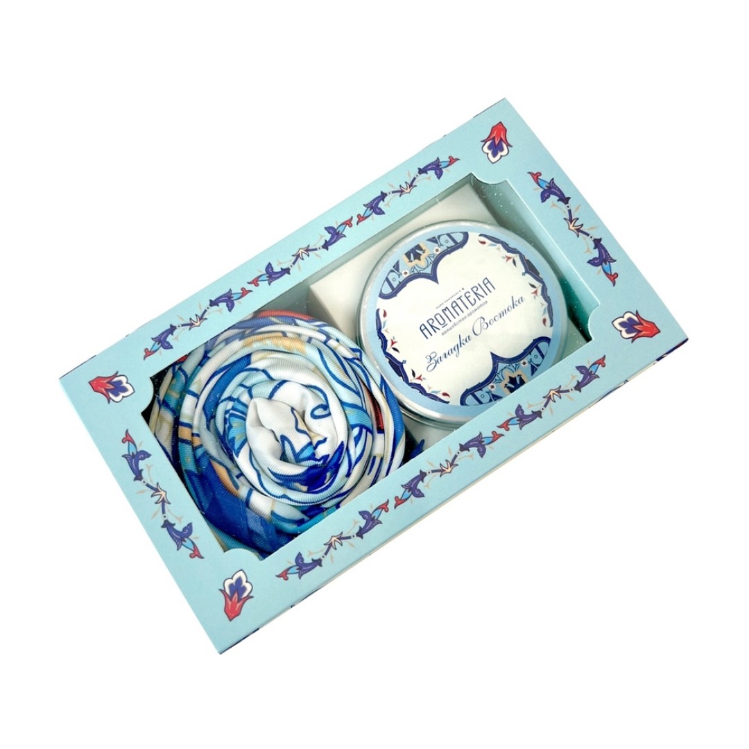 Набор: платок «Арабески» и свеча «Загадка Востока»